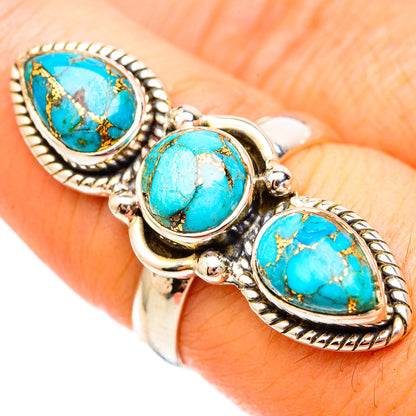 Blue Copper Composite Turquoise Rings handcrafted by Ana Silver Co - RING116975
