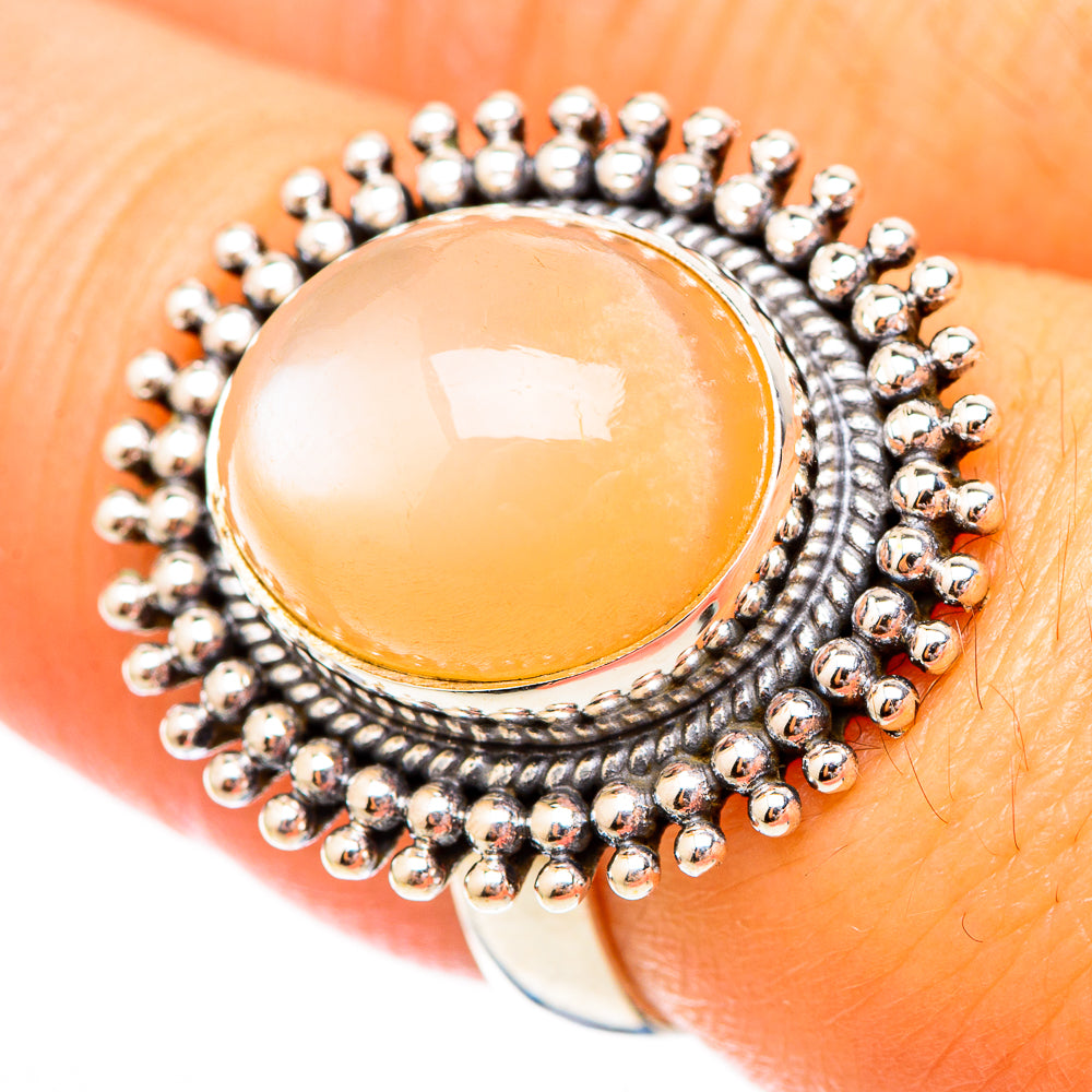 Peach Moonstone Rings handcrafted by Ana Silver Co - RING116982