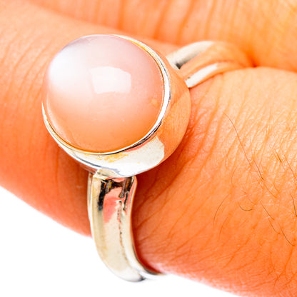 Peach Moonstone Rings handcrafted by Ana Silver Co - RING116985