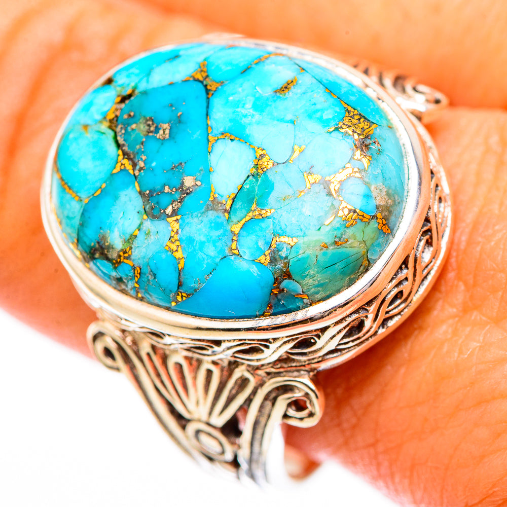 Blue Copper Composite Turquoise Rings handcrafted by Ana Silver Co - RING117017