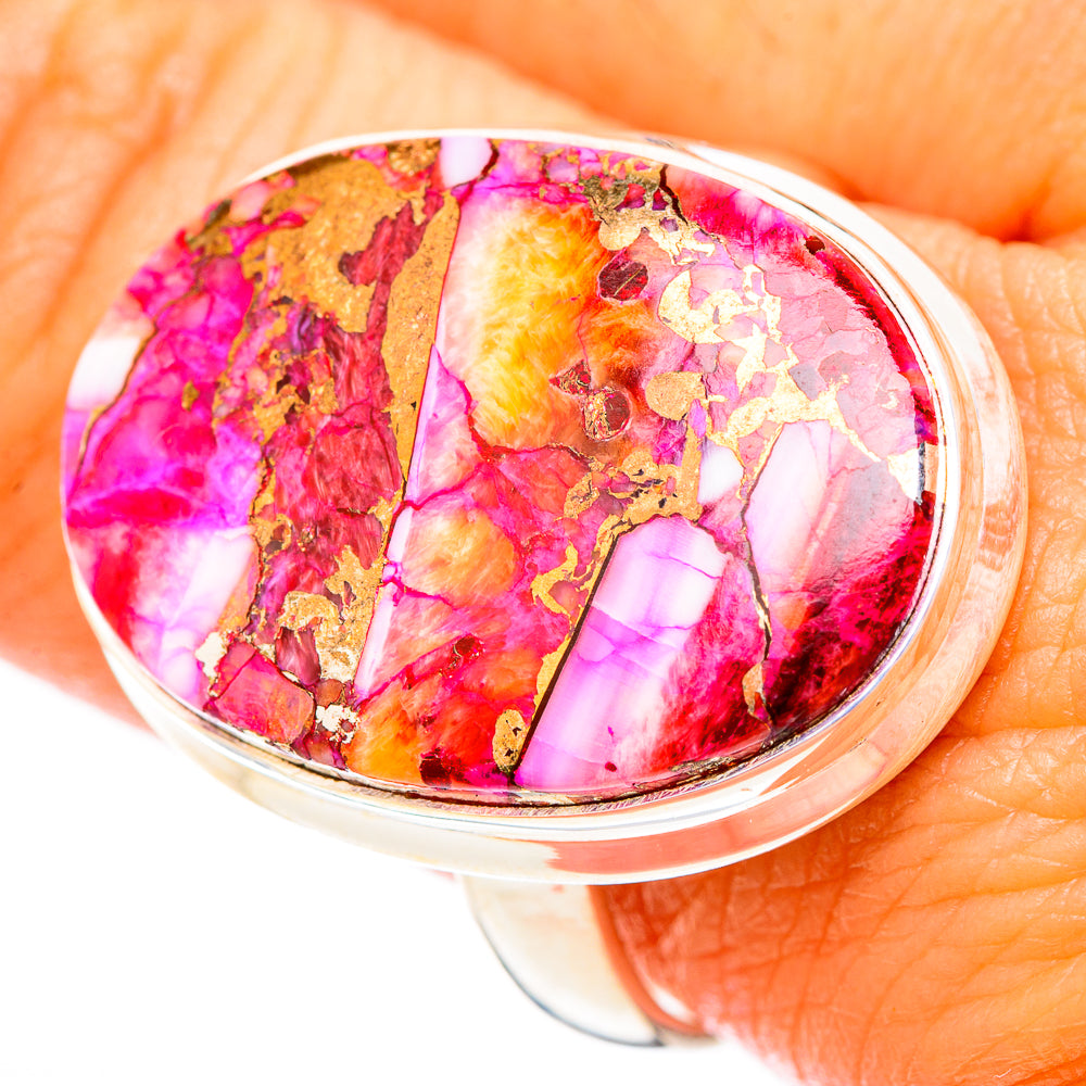 Kingman Pink Dahlia Turquoise Rings handcrafted by Ana Silver Co - RING117027