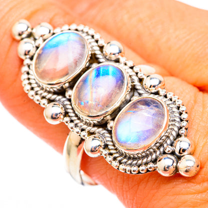 Rainbow Moonstone Rings handcrafted by Ana Silver Co - RING117035