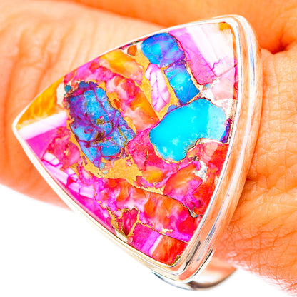 Kingman Pink Dahlia Turquoise Rings handcrafted by Ana Silver Co - RING117038