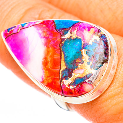 Kingman Pink Dahlia Turquoise Rings handcrafted by Ana Silver Co - RING117065