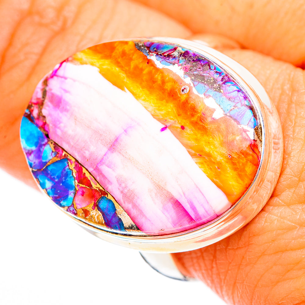 Kingman Pink Dahlia Turquoise Rings handcrafted by Ana Silver Co - RING117067