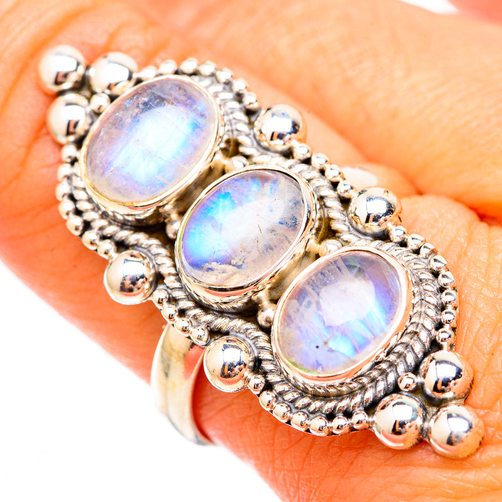 Rainbow Moonstone Rings handcrafted by Ana Silver Co - RING117090