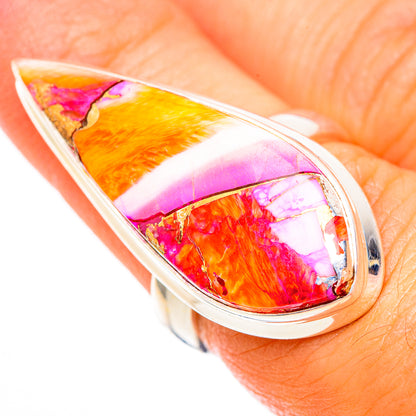 Kingman Pink Dahlia Turquoise Rings handcrafted by Ana Silver Co - RING117095