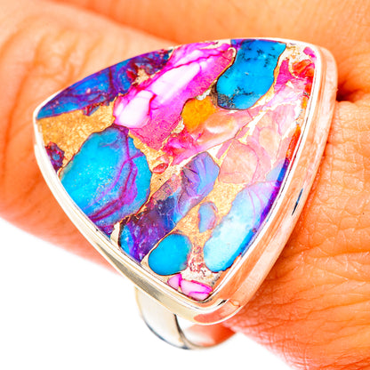 Kingman Pink Dahlia Turquoise Rings handcrafted by Ana Silver Co - RING117097