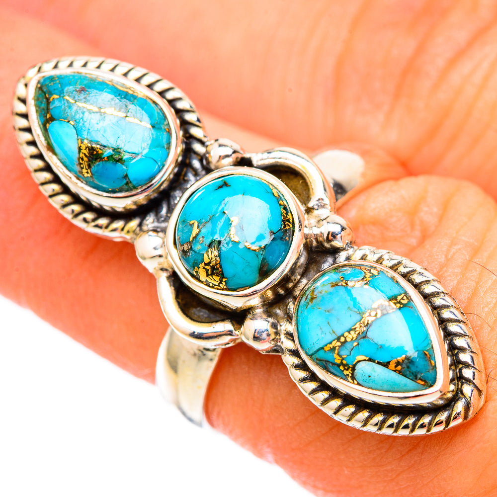 Blue Copper Composite Turquoise Rings handcrafted by Ana Silver Co - RING117104