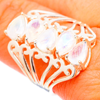 Rainbow Moonstone Rings handcrafted by Ana Silver Co - RING117124