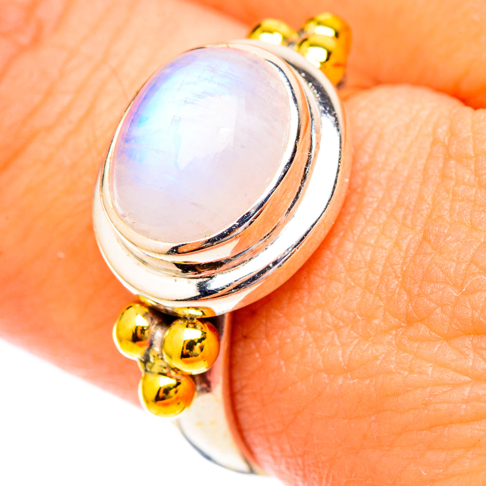 Rainbow Moonstone Rings handcrafted by Ana Silver Co - RING117126
