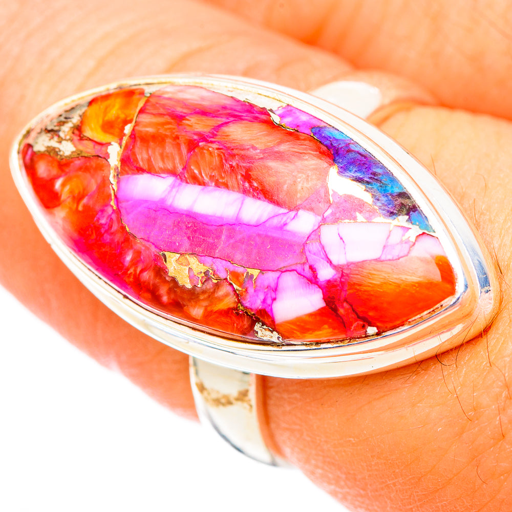 Kingman Pink Dahlia Turquoise Rings handcrafted by Ana Silver Co - RING117128