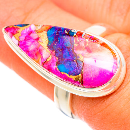 Kingman Pink Dahlia Turquoise Rings handcrafted by Ana Silver Co - RING117129