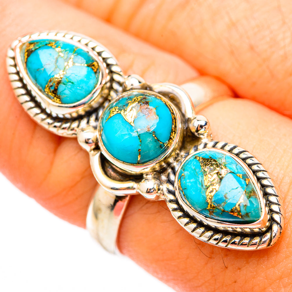 Blue Copper Composite Turquoise Rings handcrafted by Ana Silver Co - RING117135