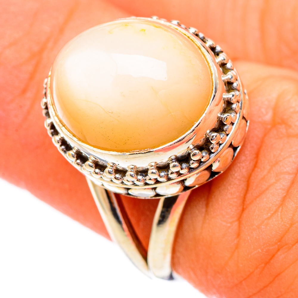 Peach Moonstone Rings handcrafted by Ana Silver Co - RING117141