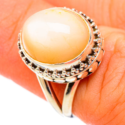 Peach Moonstone Rings handcrafted by Ana Silver Co - RING117141