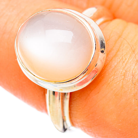 Peach Moonstone Rings handcrafted by Ana Silver Co - RING117151