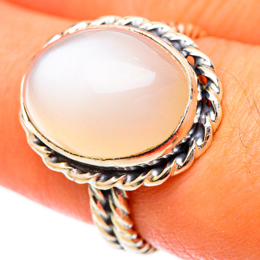 Peach Moonstone Rings handcrafted by Ana Silver Co - RING117152