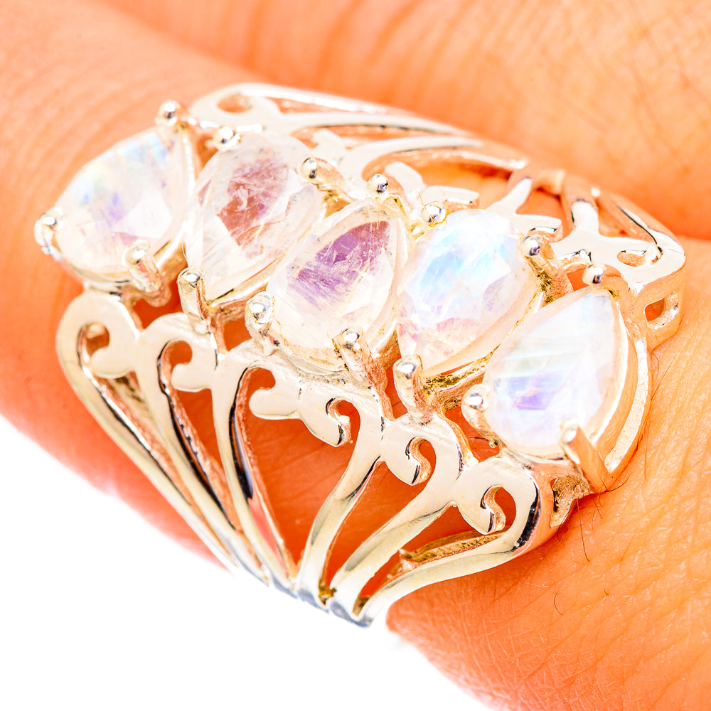 Rainbow Moonstone Rings handcrafted by Ana Silver Co - RING117153