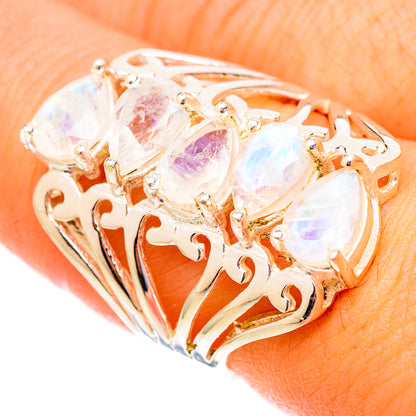Rainbow Moonstone Rings handcrafted by Ana Silver Co - RING117153