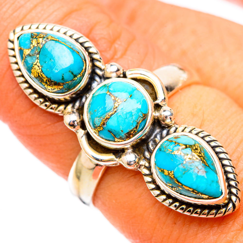Blue Copper Composite Turquoise Rings handcrafted by Ana Silver Co - RING117163