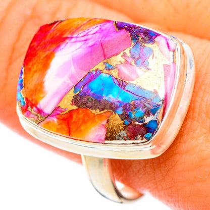 Kingman Pink Dahlia Turquoise Rings handcrafted by Ana Silver Co - RING117173