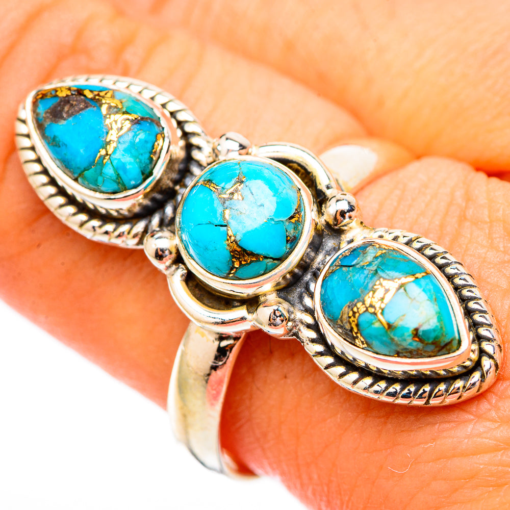Blue Copper Composite Turquoise Rings handcrafted by Ana Silver Co - RING117178