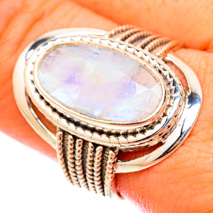Rainbow Moonstone Rings handcrafted by Ana Silver Co - RING117196