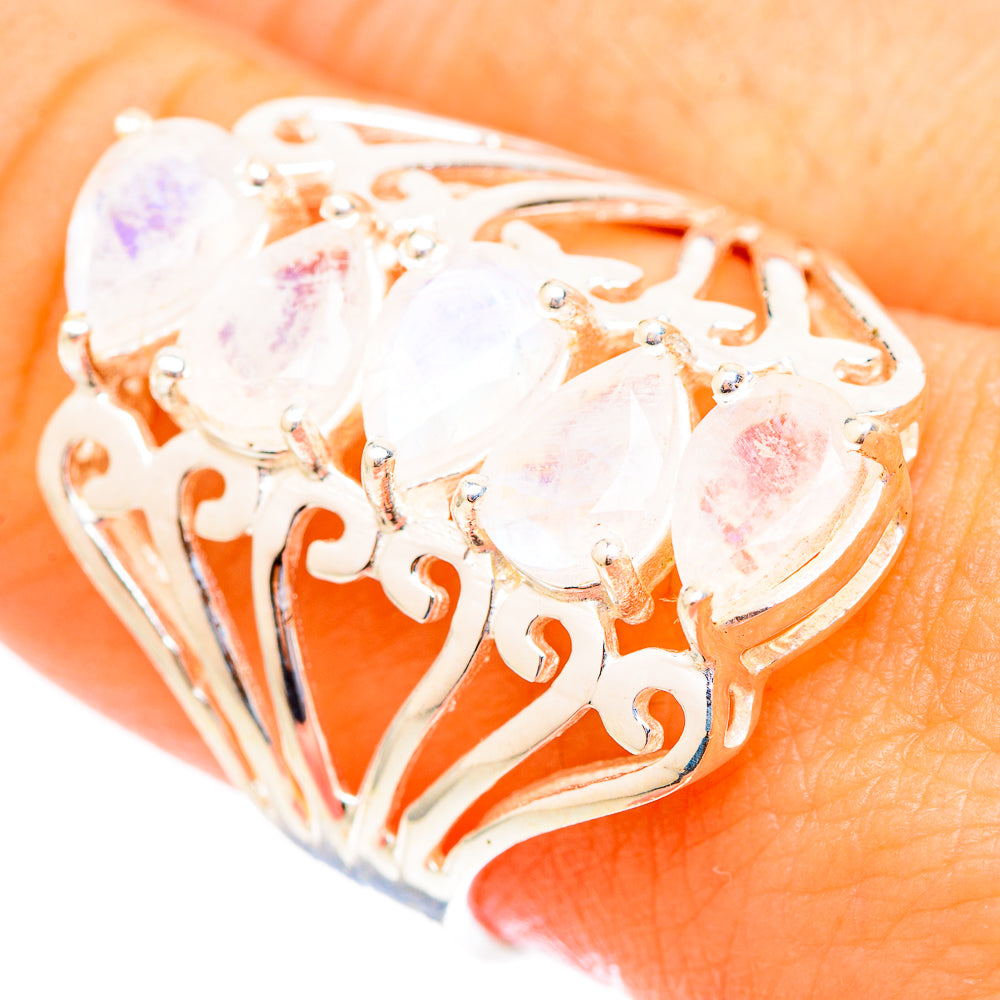 Rainbow Moonstone Rings handcrafted by Ana Silver Co - RING117197