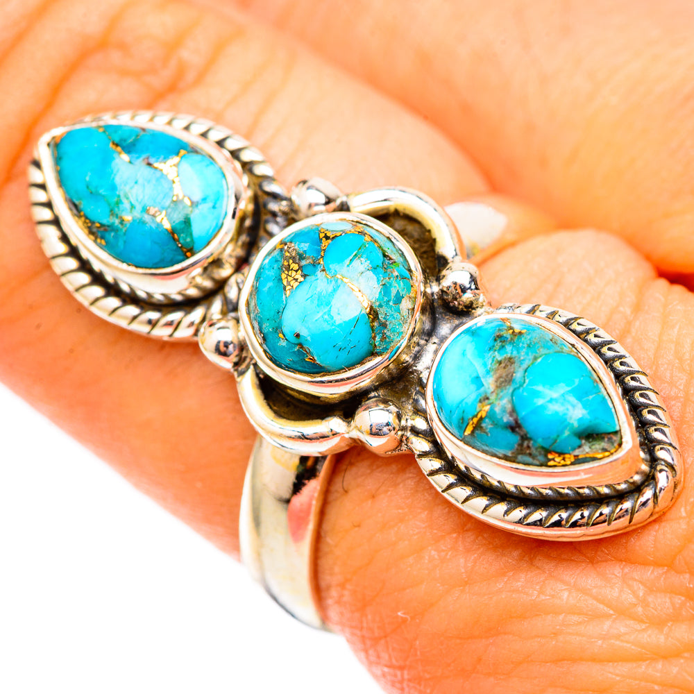 Blue Copper Composite Turquoise Rings handcrafted by Ana Silver Co - RING117203
