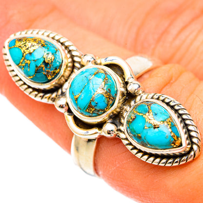 Blue Copper Composite Turquoise Rings handcrafted by Ana Silver Co - RING117230