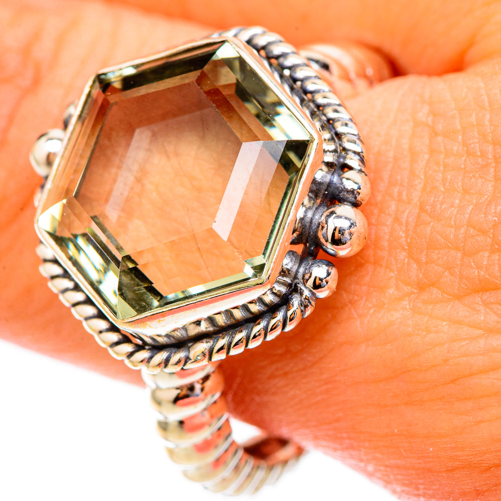 Green Amethyst Rings handcrafted by Ana Silver Co - RING117236