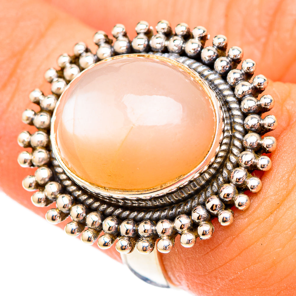 Peach Moonstone Rings handcrafted by Ana Silver Co - RING117240