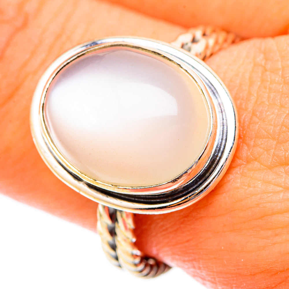 Rainbow Moonstone Rings handcrafted by Ana Silver Co - RING117249