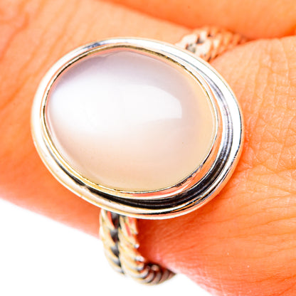 Rainbow Moonstone Rings handcrafted by Ana Silver Co - RING117249
