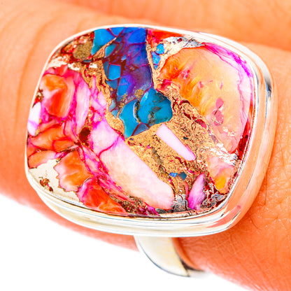 Kingman Pink Dahlia Turquoise Rings handcrafted by Ana Silver Co - RING117253