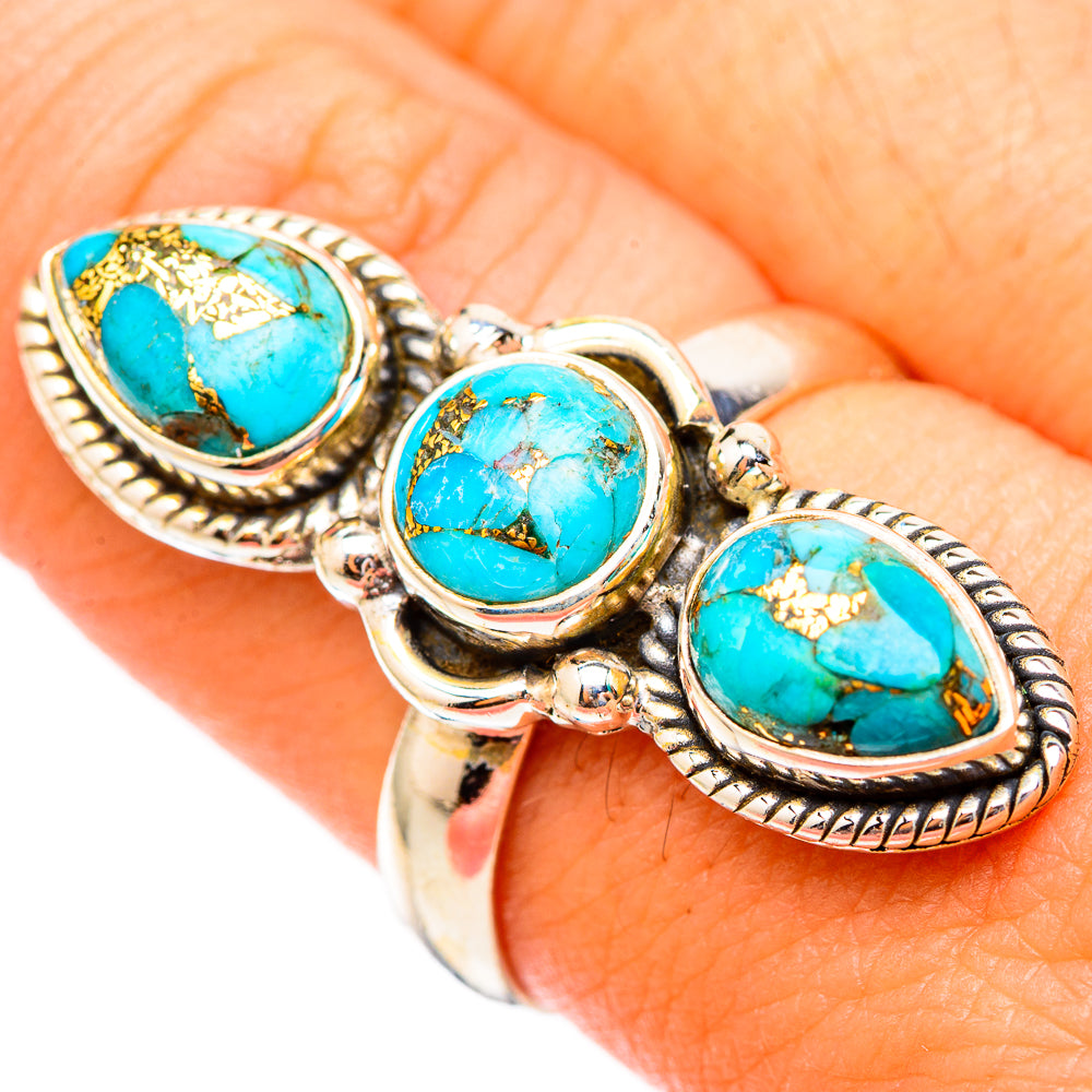 Blue Copper Composite Turquoise Rings handcrafted by Ana Silver Co - RING117257