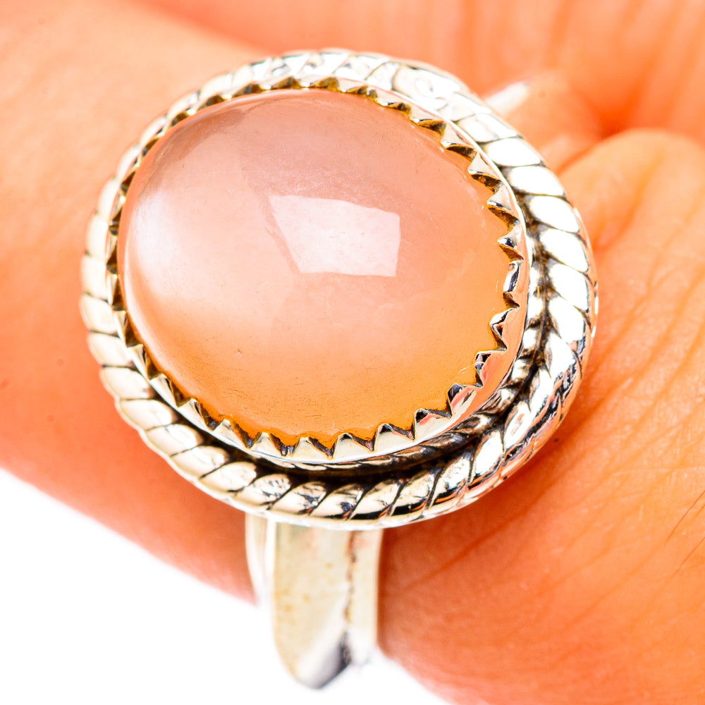 Peach Moonstone Rings handcrafted by Ana Silver Co - RING117265