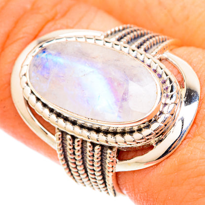 Rainbow Moonstone Rings handcrafted by Ana Silver Co - RING117276