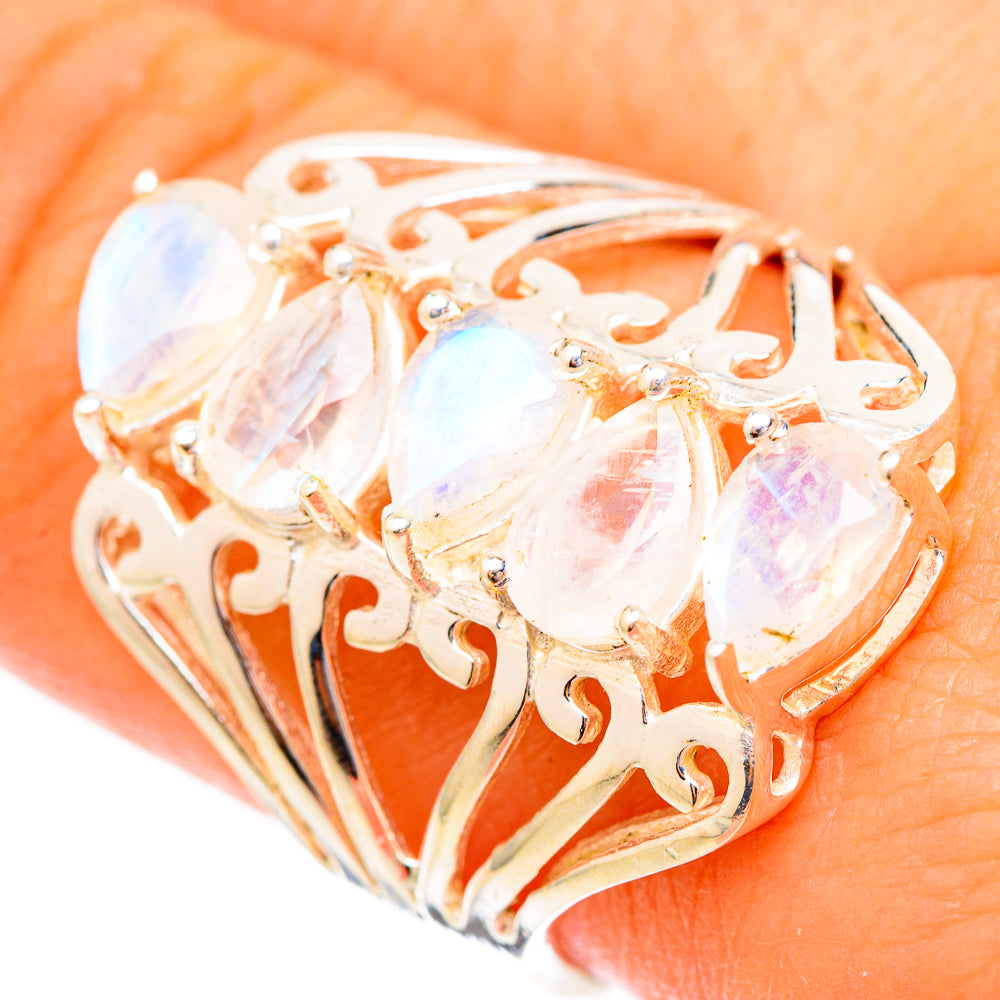 Rainbow Moonstone Rings handcrafted by Ana Silver Co - RING117277
