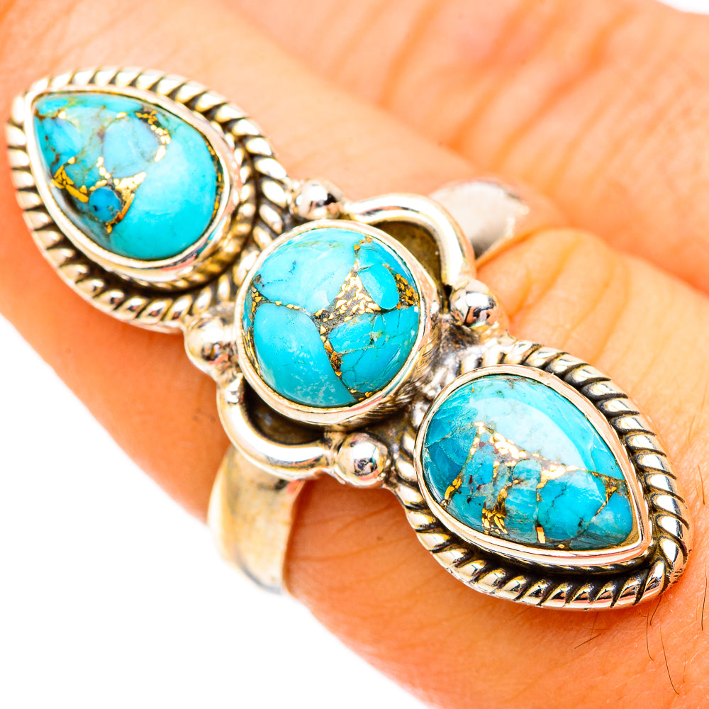 Blue Copper Composite Turquoise Rings handcrafted by Ana Silver Co - RING117286
