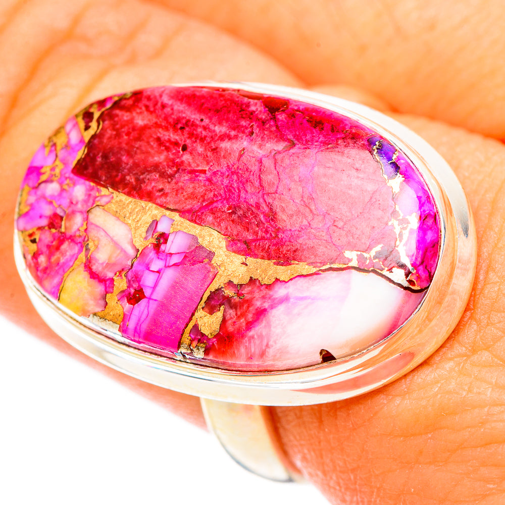 Kingman Pink Dahlia Turquoise Rings handcrafted by Ana Silver Co - RING117293