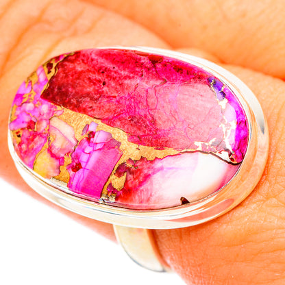 Kingman Pink Dahlia Turquoise Rings handcrafted by Ana Silver Co - RING117293