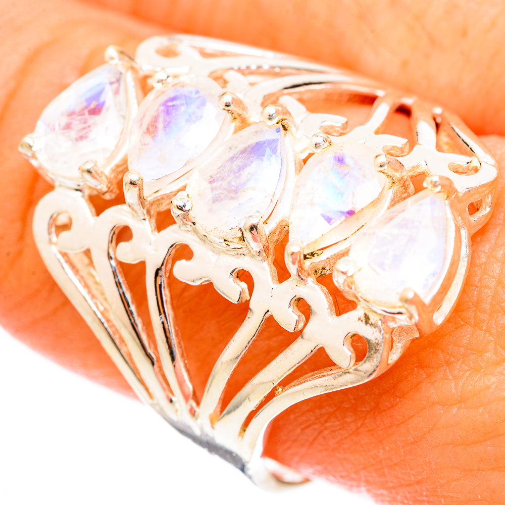 Rainbow Moonstone Rings handcrafted by Ana Silver Co - RING117303