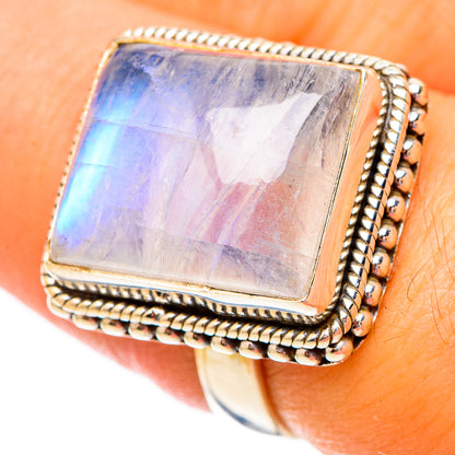 Rainbow Moonstone Rings handcrafted by Ana Silver Co - RING117305