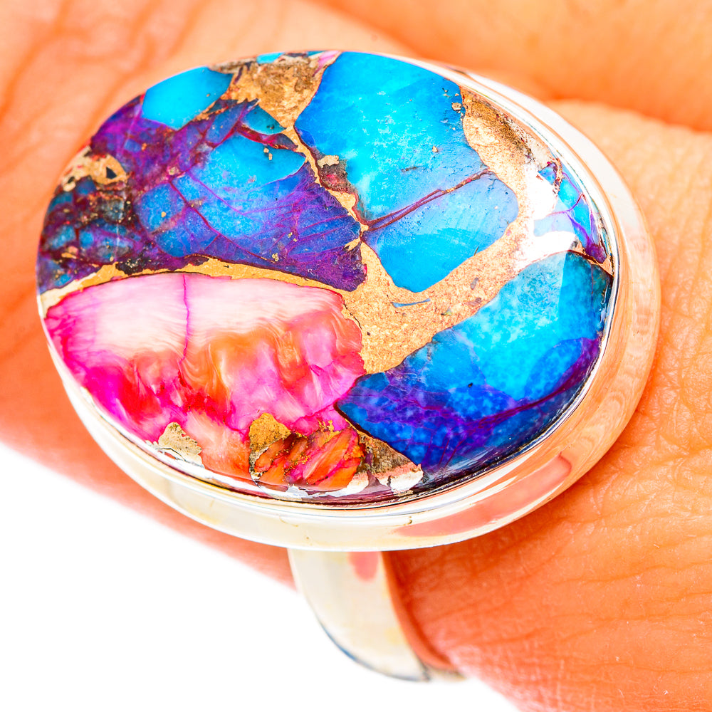 Kingman Pink Dahlia Turquoise Rings handcrafted by Ana Silver Co - RING117306