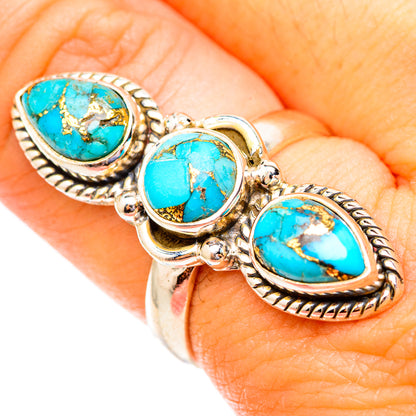 Blue Copper Composite Turquoise Rings handcrafted by Ana Silver Co - RING117312
