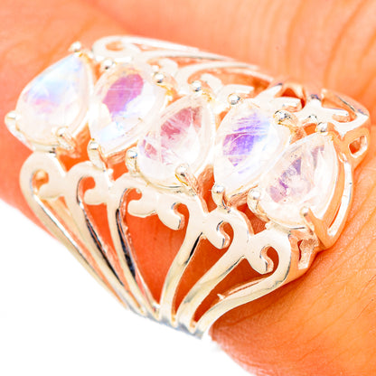 Rainbow Moonstone Rings handcrafted by Ana Silver Co - RING117330