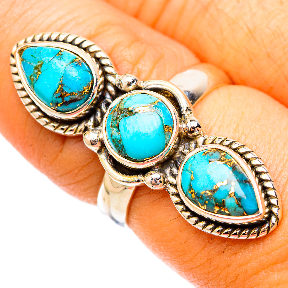 Blue Copper Composite Turquoise Rings handcrafted by Ana Silver Co - RING117336