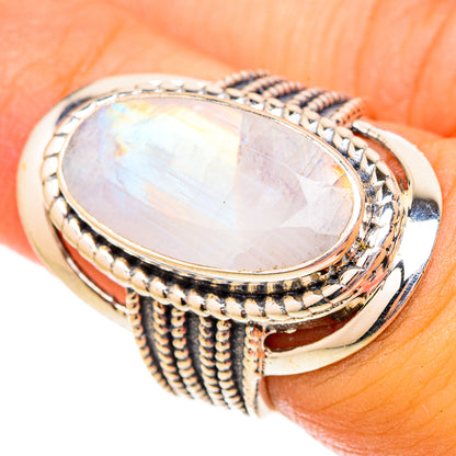 Rainbow Moonstone Rings handcrafted by Ana Silver Co - RING117353